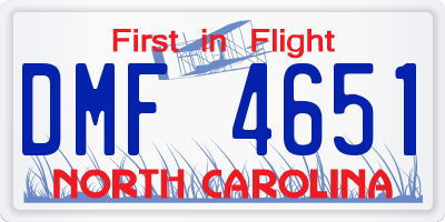 NC license plate DMF4651