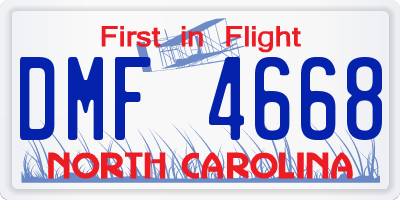 NC license plate DMF4668