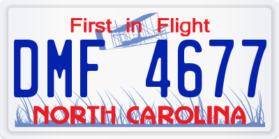 NC license plate DMF4677