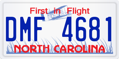 NC license plate DMF4681