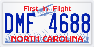 NC license plate DMF4688