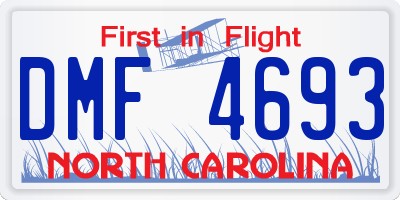 NC license plate DMF4693