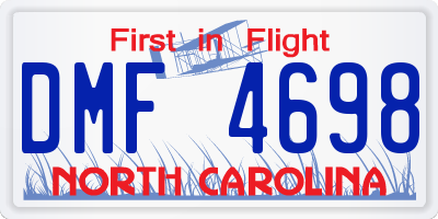 NC license plate DMF4698
