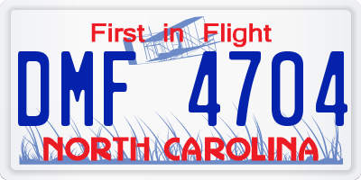 NC license plate DMF4704