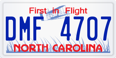 NC license plate DMF4707
