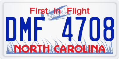 NC license plate DMF4708