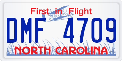 NC license plate DMF4709