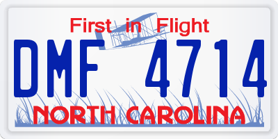 NC license plate DMF4714