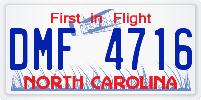 NC license plate DMF4716