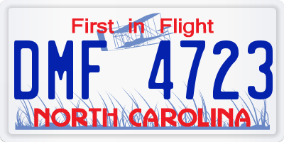 NC license plate DMF4723