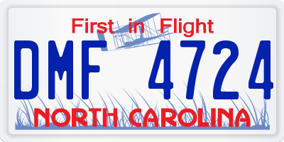 NC license plate DMF4724