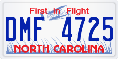 NC license plate DMF4725