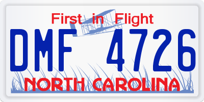 NC license plate DMF4726