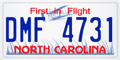 NC license plate DMF4731