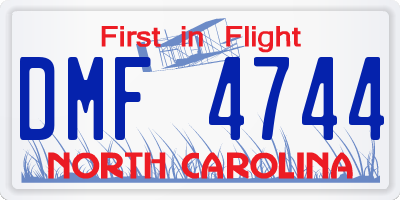 NC license plate DMF4744