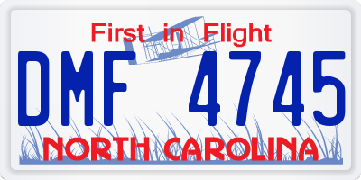 NC license plate DMF4745