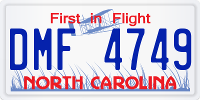 NC license plate DMF4749