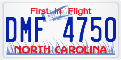 NC license plate DMF4750