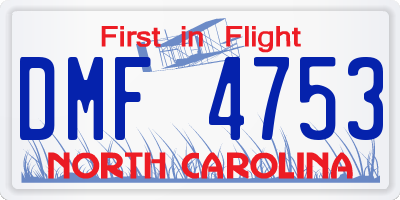 NC license plate DMF4753