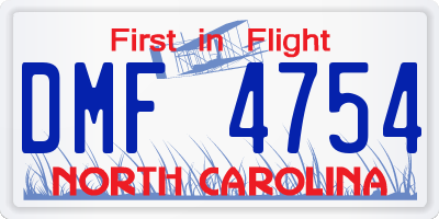 NC license plate DMF4754