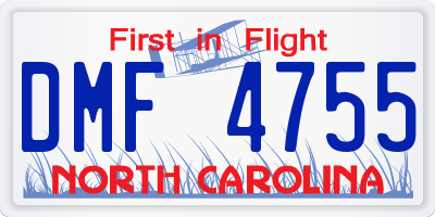 NC license plate DMF4755