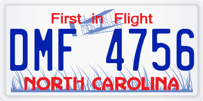 NC license plate DMF4756