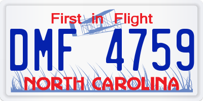 NC license plate DMF4759