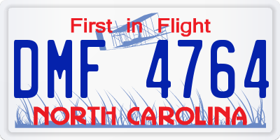 NC license plate DMF4764