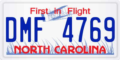 NC license plate DMF4769