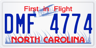 NC license plate DMF4774