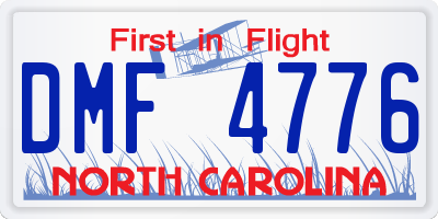 NC license plate DMF4776