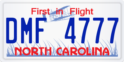 NC license plate DMF4777