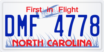 NC license plate DMF4778