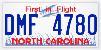 NC license plate DMF4780