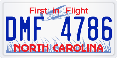 NC license plate DMF4786
