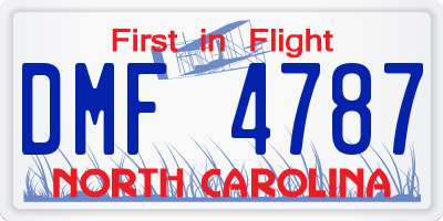 NC license plate DMF4787