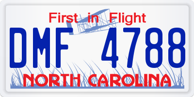 NC license plate DMF4788