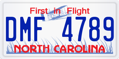 NC license plate DMF4789