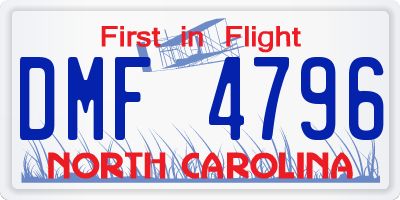 NC license plate DMF4796