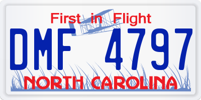 NC license plate DMF4797