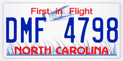 NC license plate DMF4798