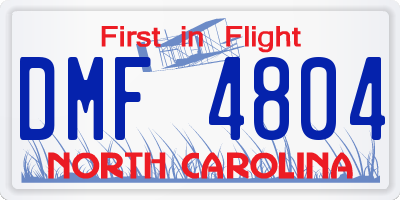 NC license plate DMF4804