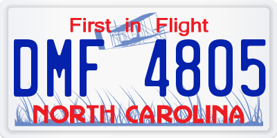 NC license plate DMF4805