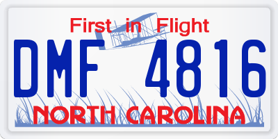NC license plate DMF4816
