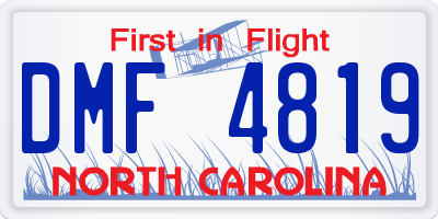 NC license plate DMF4819