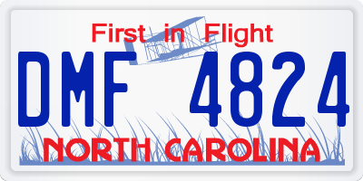NC license plate DMF4824