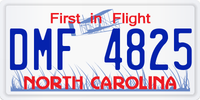 NC license plate DMF4825