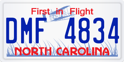 NC license plate DMF4834