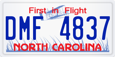 NC license plate DMF4837