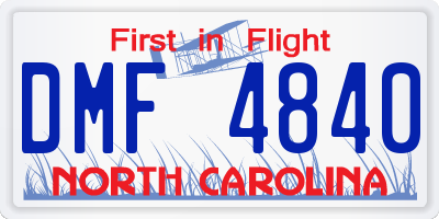 NC license plate DMF4840